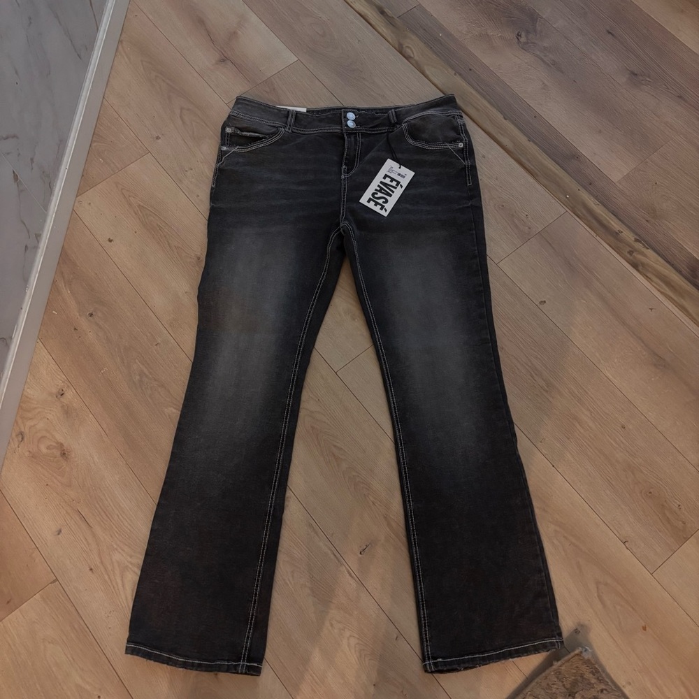 Y2K Refuge Denim Vintage Black with White embroidered thread Jeans
